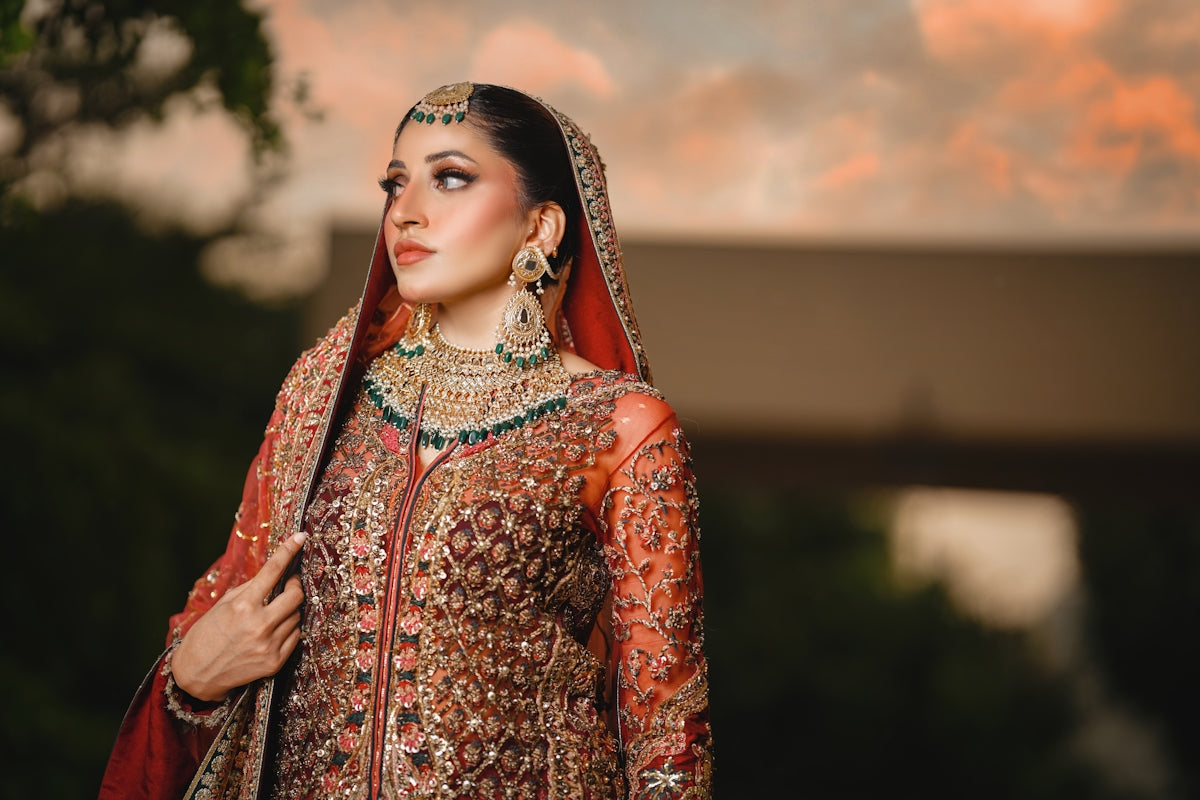 A beautiful bride in traditional wedding attire.