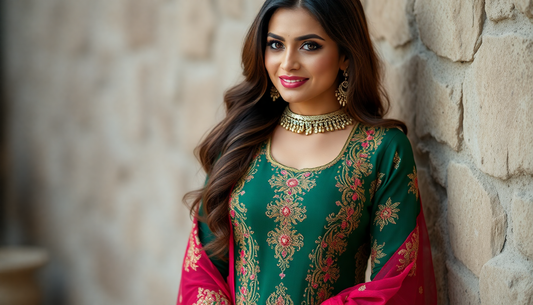 Pakistani woman wearing formal pakistani cutdana suit