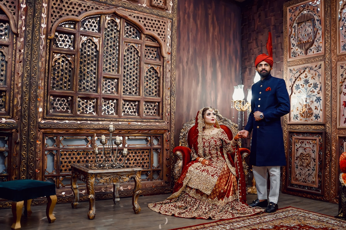 A man and a woman standing in a room