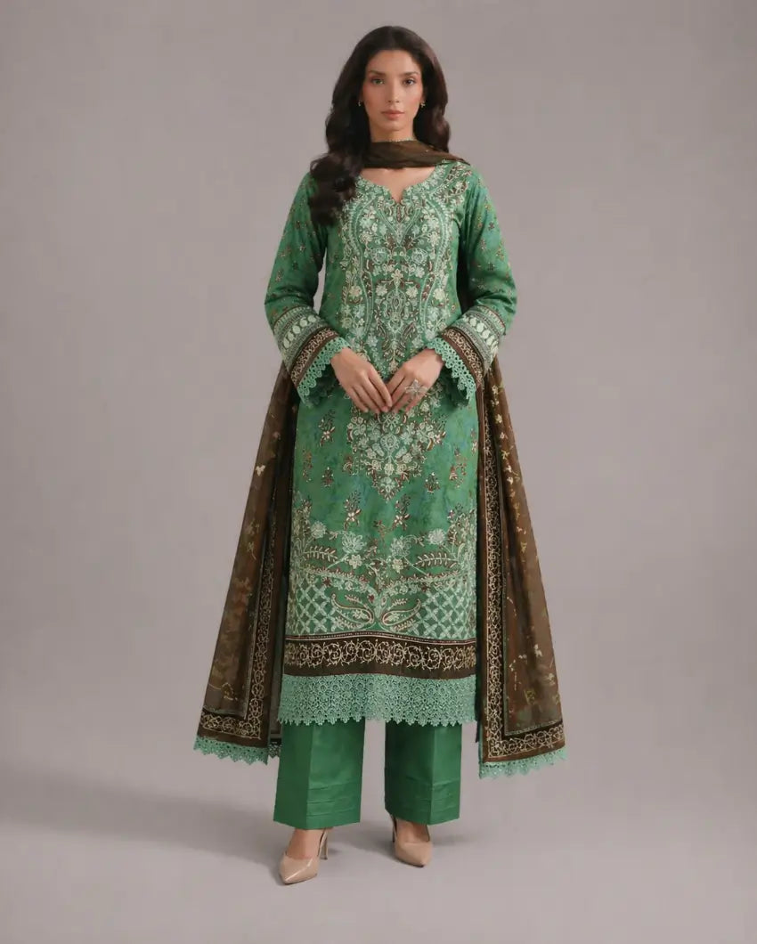 Noor- Lawn Ready to Wear 3-Piece Suit - Queen Libas Pakistan